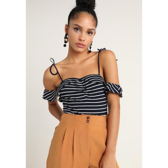 5/$30 STRIPED BODYSUIT w/SHOULDER CUTOUTS - Picture 1 of 8